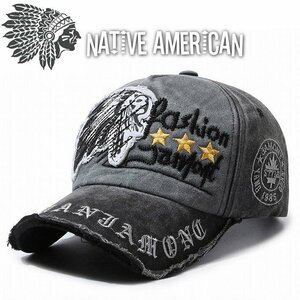 インディアン INDIAN NATIVE AMERICAN キャップ 帽子 野球帽 アウトドア メンズ ローキャップ 7987174 ブラック 新品 1円 スタート