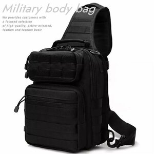  largish body bag men's body bag one shoulder super multifunction Military bag 7991993 black new goods 1 jpy start 