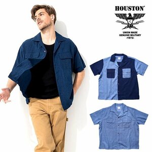 linen shirt men's brand flax HOUSTONhyu- stone INDIGO LINEN WIDE SHIRT 40733 CRAZY XL / new goods 1 jpy start 