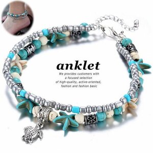  anklet men's lady's handmade attaching .. none amulet Anne k accessory silver turquoise 7992099 turtle /hitote new goods 