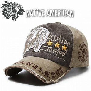 インディアン INDIAN NATIVE AMERICAN キャップ 帽子 野球帽 アウトドア メンズ ローキャップ 7987174 カーキ 新品 1円 スタート