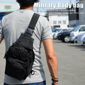  body bag bag one shoulder men's Military military body bag 7998661 black new goods 1 jpy start 