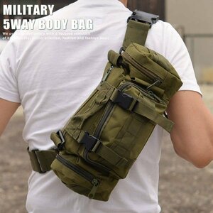 5WAY body bag men's shoulder bag sakoshu military camp outdoor airsoft 7999489 olive new goods 1 jpy start 