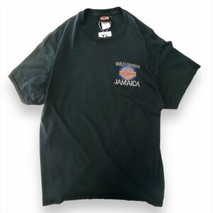 ハーレーダビッドソン Tシャツ 半袖 ブラック Harley-Davidson 古着 メンズ XL 両面プリント バイク ジャマイカ クリーニング済み