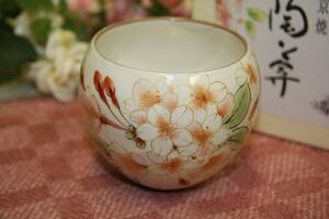 在庫セール！30％オフ！★京焼　陶あん　花揃え　お茶呑茶碗　「桜」★AHS-01