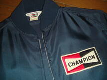 ビンテージ CHAMPION チャンピオン オフィシャル レーシング ナイロンジャケット プラグ コーチ 紺 M ワッペン付き ウインドブレーカー _画像1