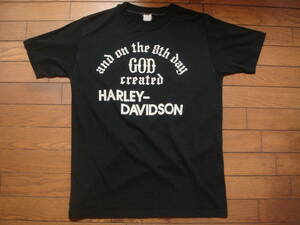ビンテージ 80s HARLEY DAVIDSON ハーレーダビッドソン Tシャツ 聖書 GOD 黒 古着 テンダーロイン