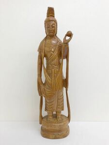 木彫 仏像 観音菩薩像 高さ約60cm 木製 置物 仏教美術 インテリア オブジェ 