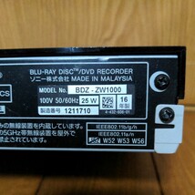 SONY ブルーレイレコーダー　BDZ-ZW1000　2番組同時録画　動作品 リモコン　b-casカード　電源コード　③_画像6