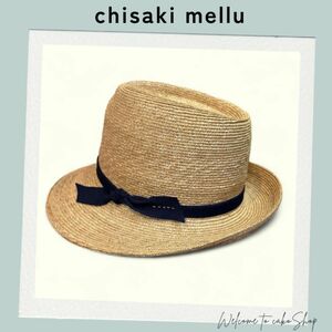 未使用タグ付》チサキ　chisaki　MELLU.S　ストローハット 麦わら帽子　 HAT STRAW 帽子　ナチュラル　リボン