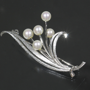  Mikimoto MIKIMOTO Akoya pearl 5 sphere brooch silver SV 7g lady's E0701