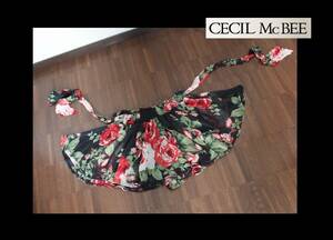 CECIL McBee* Cecil McBee floral print chiffon skirt pants waste to rubber 