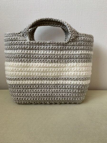 ハンドメイド 手編み ニットバッグ