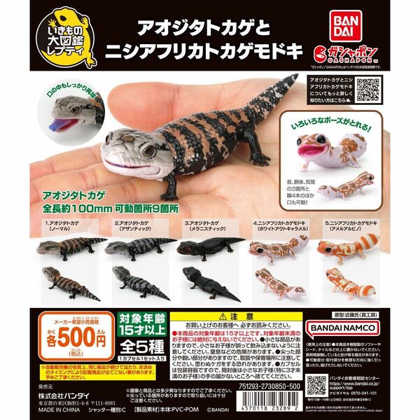 アオジタトカゲ　ニシアフリカトカゲモドキ　ガチャ　フィギュア　3点セット販売