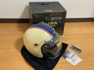 バイクヘルメット ジェット リード工業 BARTON BC-10 アイボリー ネイビー フリー (頭囲 57cm~60cm未満)