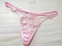 ★新品★ M Tバック ショーツ ピンク ハート メッシュ 花 セクシーランジェリー_画像4