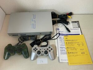 動作確認済　PS2　プレイステーション2　サテンシルバー　本体　コントローラ、付属品説明書メモリーカード付き　SAKA14