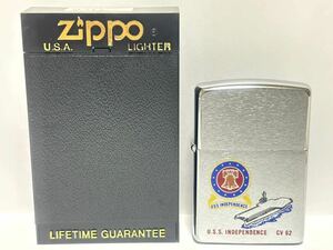 (15) ZIPPO ジッポ ジッポー オイルライター U.S.S. INDEPENDENCE CVー62 インディペンデンス ケース付き シルバー系 喫煙グッズ