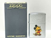 (42) ZIPPO ジッポ ジッポー オイルライター ミッキーマウス ケース付き シルバー系 喫煙グッズ_画像1