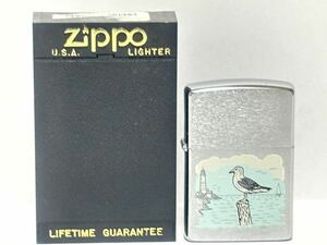 (57) ZIPPO ジッポ ジッポー オイルライター 鳥 灯台 海 ケース付き シルバー系 喫煙グッズ