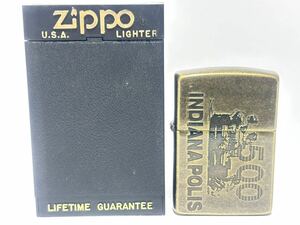 (64) ZIPPO ジッポ ジッポー オイルライター INDY 500 INDIANAPOLIS インディアナポリス ケース付き ゴールド系 喫煙グッズ
