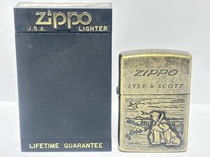 (66) ZIPPO ジッポ ジッポー オイルライター LYLE & SCOTT ライル & スコット ケース付き ゴールド系 喫煙グッズ