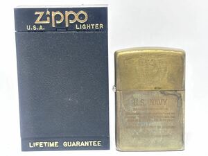 (68) ZIPPO ジッポ ジッポー オイルライター U.S. NAVY USN 7th FLEETS PACIFIC OCEAN ケース付き ゴールド系 喫煙グッズ