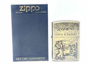 (72) ZIPPO ジッポ ジッポー オイルライター LYLE & SCOTT ライル & スコット ケース付き ゴールド系 喫煙グッズ