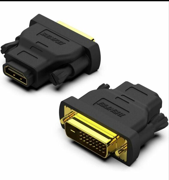 BENFEI DVI-HDMI、双方向DVI（DVI-D）-HDMIオス-メスアダプター、金メッキコード