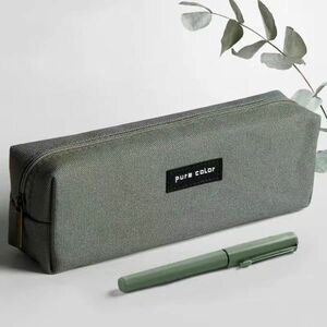 韓国ペンケース ペンポーチ 韓国ファッション シンプル 筆箱 文房具　四角　グリーン
