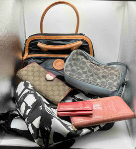 ジャンク 29 まとめて6点 MIU MIU LOUIS VUITTON COACH GUCCI HUNTING WORLD LANVIN en Blue バッグ 財布 小物 キーケース LV ヴィトン