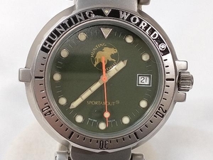 [ Junk ] HUNTING WORLD Hunting World quartz khaki face wristwatch 