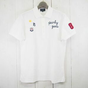 パーリーゲイツ PEARLY GATES 刺繍 ナンバリングワッペン 半袖ポロシャツ(5)ホワイトの画像1