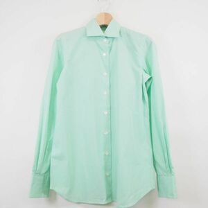 鎌倉シャツ Maker's Shirts KAMAKURA ピンチェック柄 長袖コットンシャツ(JP/7)ライトグリーン/日本製