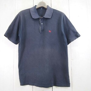  Britain made * Burberry London BURBERRY LONDON 1P Logo embroidery short sleeves deer. . polo-shirt (L) navy 