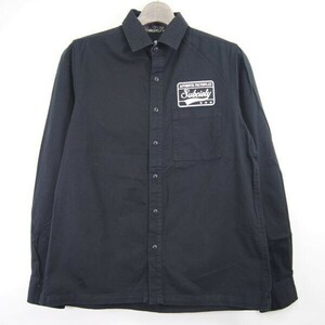 サブサエティ Subciety ワッペン 胸ポケット 長袖コットンシャツ*OXシャツ(M)ブラック