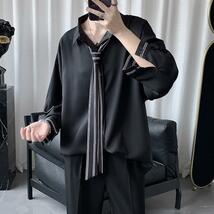 新品 シャツ XL ネクタイ付き ブラック 韓国 原宿 長袖 トップス メンズ_画像3