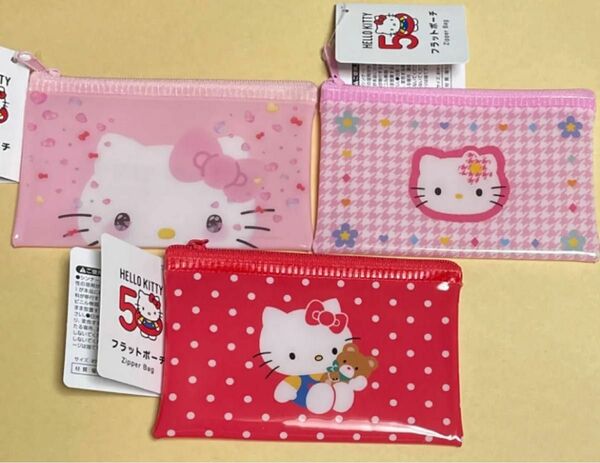 キティ　HELLO KITTY フラットポーチ　３個セット