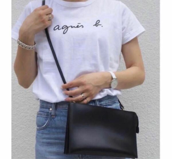 新品★アニエスベーagnes b.半袖ロゴTシャツ　ホワイト　レディースＭサイズ