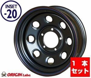 【1本組】 ジムニー ホイール ホイール 鉄八 6J -20 MUD-SD ブラック まつど家 PCD139.7 INSET-20 レッド＆ブルーライン 鉄ホイール