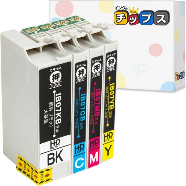 【インクのチップス】 エプソン(EPSON)用 IB07 マウス IB07CL4B 4色セット (IB07CL4A の大容量) 互換インクカートリッジ 