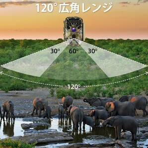 トレイルカメラ 人感センサー 野生動物監視カメラ 3200万解像度 0.2秒トリガー時間 IP66防水防塵 夜間不可視赤外線 電池式 屋外・駐車場の画像5