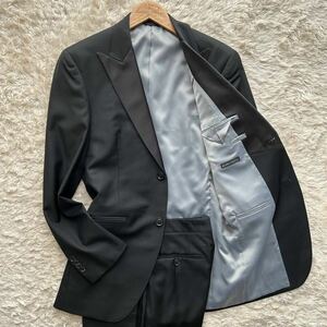  beautiful goods flax cloth Tailor kano Nico tuxedo suit setup black 44 M corresponding side line total reverse side 2B wedding formal gentleman clothes 1 jpy ~