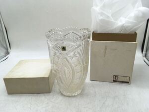 【1円スタート】ADERIACRYSTAL 花瓶 彫刻 日本製 石塚硝子 花器 インテリア 置物 ガラス 飾り物 華道 花入 コレクション DM0502L