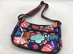 【1円スタート】LESPORTSAC レスポートサック ショルダーバッグ POP柄 ポーチ付き カジュアル セカンドバッグ かばん DM0530L