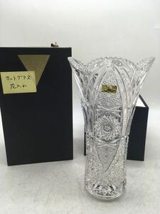 【1円スタート】KAMEI GLASS JAPAN 花瓶 箱付き 保管品 CRYSTAL PbO 24% フラワーベース インテリア カットグラス DM0509L
