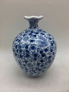 Art hand Auction [Starting at 1 yen] Vase with all-over pattern, ceramic, flower arrangement tools, storage item, collection, interior, hobby, retro, hand-drawn, simple, flower vase, flower DM0516L, furniture, interior, Interior accessories, vase