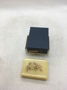 【中古】GENUINE ALABASTER 小物入れ イタリア製 大理石 宝石箱 コレクション 花柄 蓋付き 箱付き DM0530L