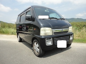 ＠精悍純Black！Van登録！１７ｙEvery Wagon『Joy Popturbo』ＥＴＣ！deep treadTires！集中ドア・remote controlキー！実Authorised inspection令和1996６月！