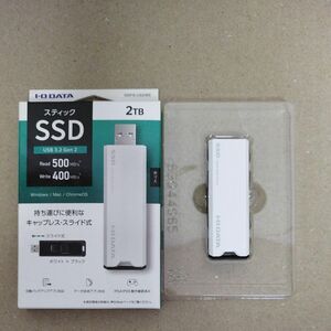 メーカー整備品 IO DATA SSPS-US2WE スティックSSD 2TB ホワイト×ブラック 小型 高速転送 ポータブル